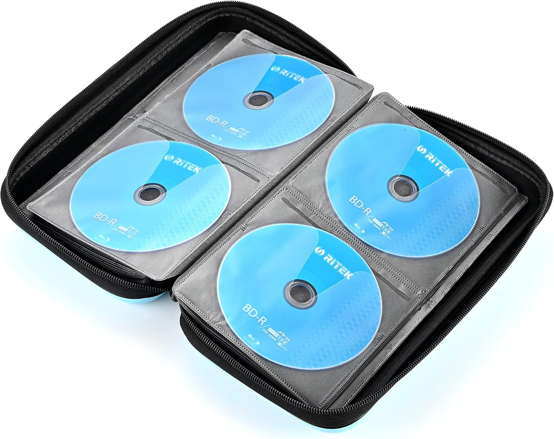 CD Tasche, 96 Kapazität Hart Eva Blu-ray CD-Brieftasche Doppelreissverschluss Handschlaufe Tragbare