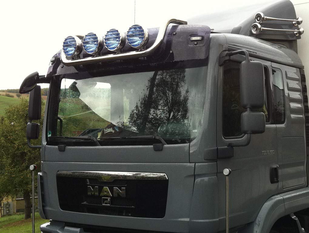 Universeller hochglanzpolierter Lampenbügel aus Edelstahl für LKW´s mit Hochdach 63,5 mm Rohrdurchme