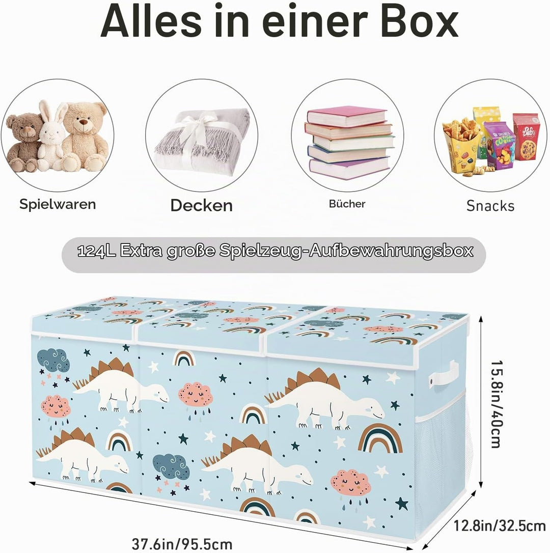 omedecal Spielzeugkiste Aufbewahrungsbox mit Deckel Kinder 96 x 32 x 40 cm, Faltbare und Platzsparen
