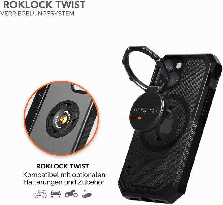 Rokform - iPhone 13 Mini Hülle, Rugged Series, Dual Magnet Plus MagSafe kompatibel, magnetische Schu