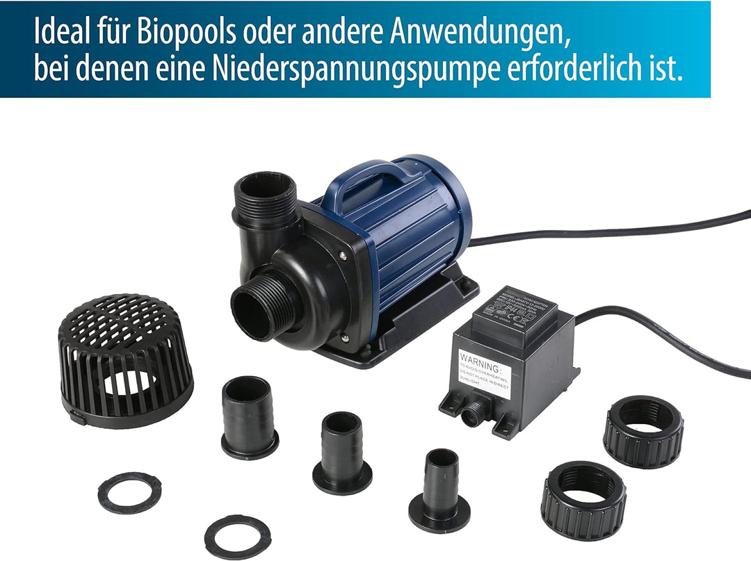 AquaForte DM 12.000 Niedervolt 12 Volt 90 Watt Teichpumpe, Fördermenge 12.000 Liter pro Stunde, Förd
