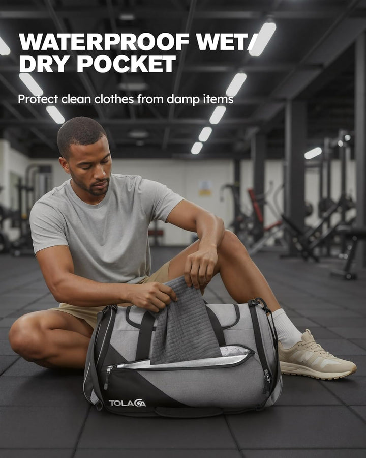Tolaccea 47L Sporttasche Gross Sporttasche Rucksack mit Schuhfach Nassfach Wochen Reisetasche Duffel