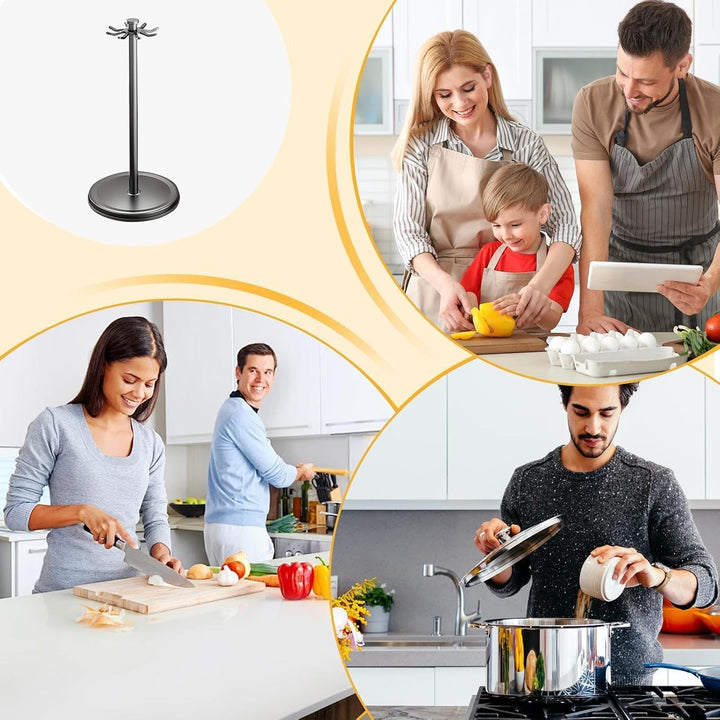 Rotating Utensil Holder, 8 Hook Organizer, 360 Degree Counter Rack with Compact Build, Kitchen Tool