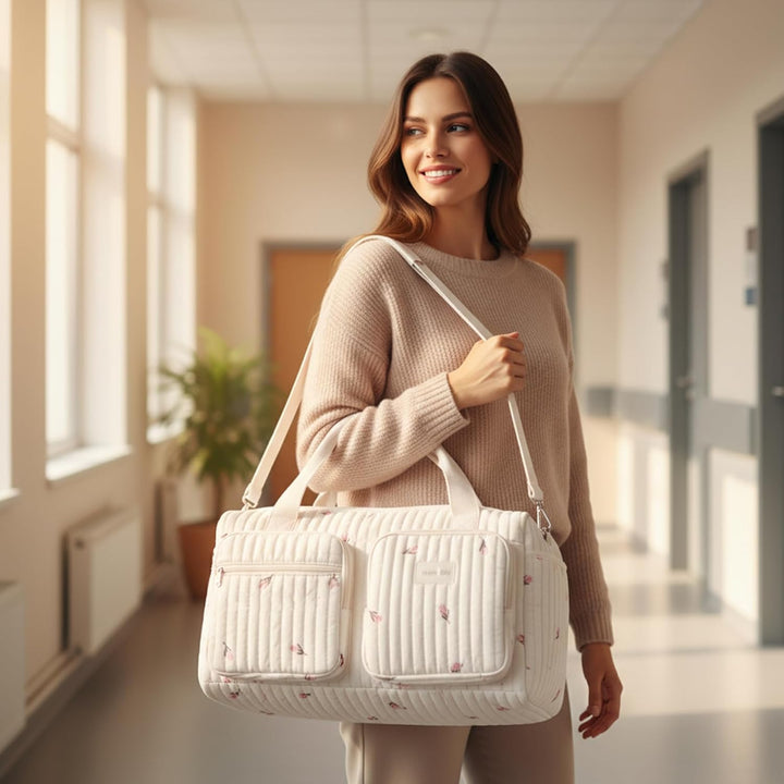 Baby-Wickeltaschen mit Wickelstation, Mama-Baby-Reisetasche – gesteppte Wickeltasche mit grossem Fas