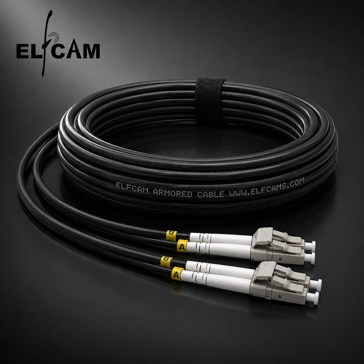Elfcam® - 300m Gepanzerte Glasfaser-kabel LC/UPC auf LC/UPC OM3 Multimode Duplex 50/125um LSZH, LWL-