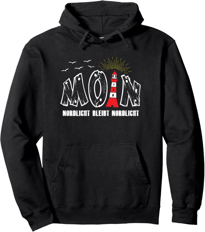Moin mit Leuchtturm im Norden an der Nordsee Pullover Hoodie