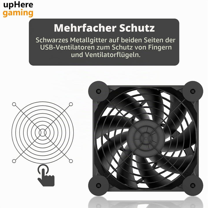 120mm USB PC-Lüfter,5V Gehäuselüfter mit Netzstecker &amp; Stufenlosem Regler Minimalistisch Leise Prakt
