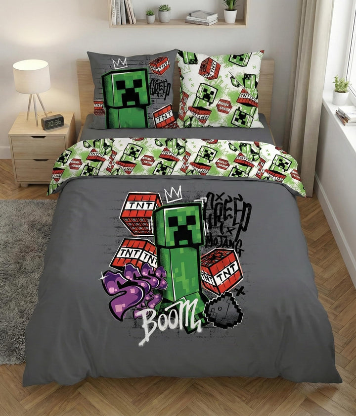 Parure de lit double réversible Minecraft - 220 cm x 240 cm