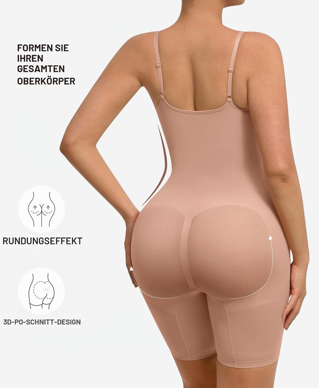 FeelinGirl Shapewear Bodysuit Nahtlos V-Ausschnitt Formende Bodys für Damen Bauchweg Ganzkörper Seam