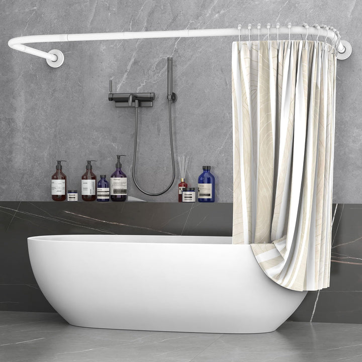 Misounda Duschvorhangstange U/L Form 75×(150-190)×75 cm - Duschstange für Duschvorhang Badewanne Eck