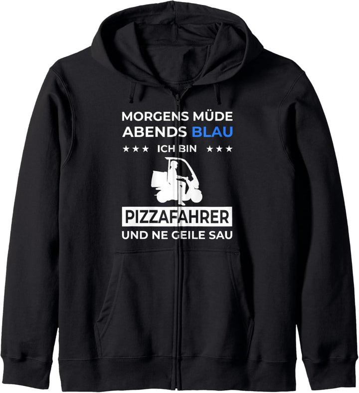 Pizzabote Pizzalieferant Morgens Müde Abends Pizzafahrer Kapuzenjacke