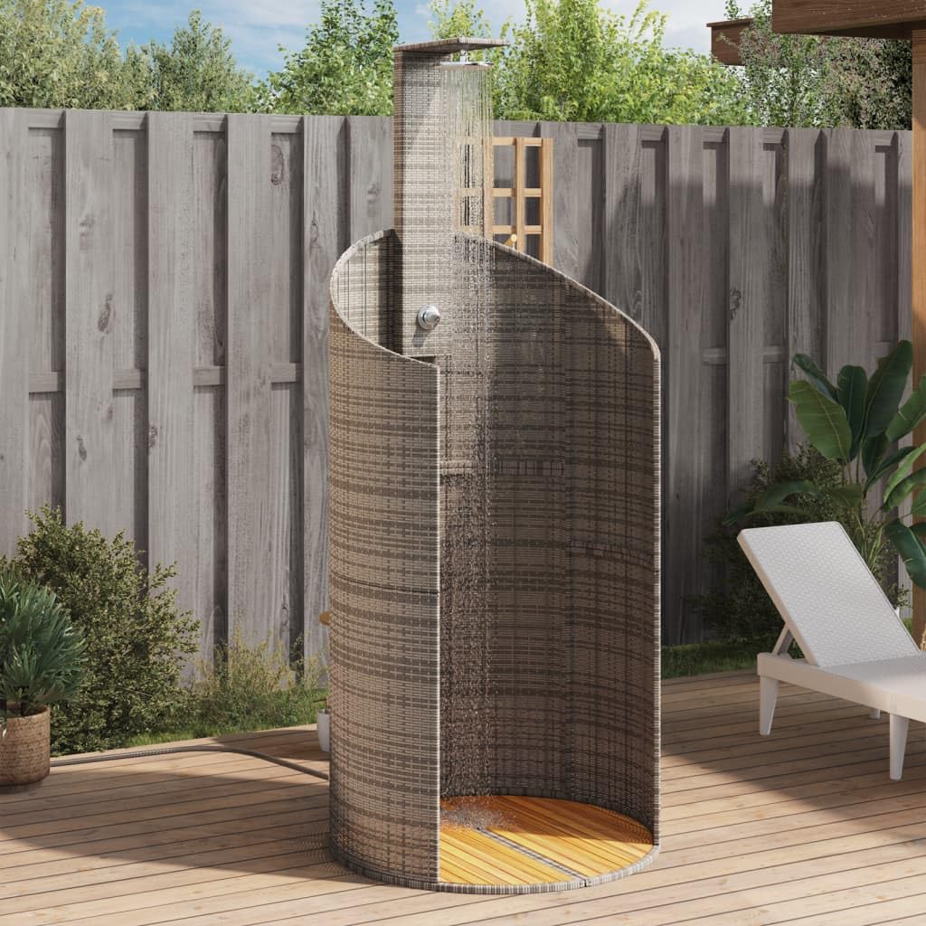 Cozynest Gartendusche Grau 100x100x241,5 cm Poly Rattan Akazienholz, Grau