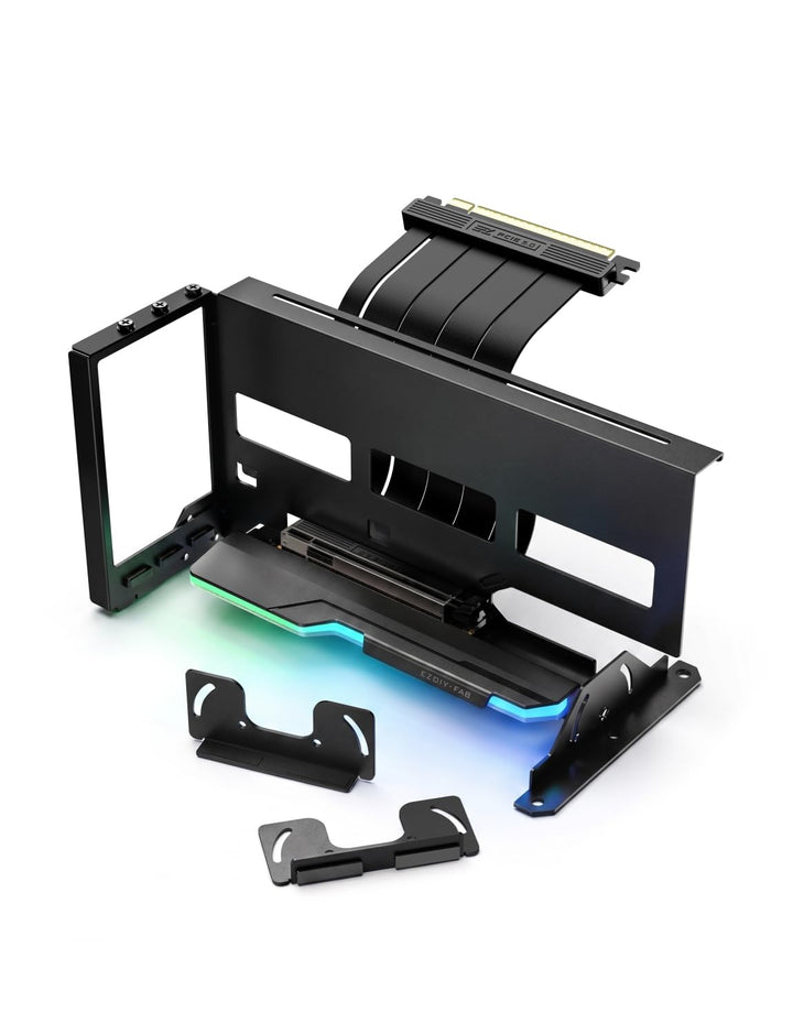 EZDIY-FAB AH18 PCIe 5.0 ARGB Multiwinkel Vertical GPU Mount Kit,Schwarz, Schwarz