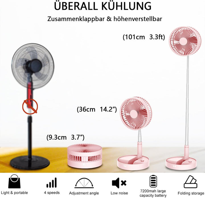 UNITEDTIME Schreibtisch- und Tischventilator, Luftzirkulator-Ventilator, tragbar, Reiseventilator, b