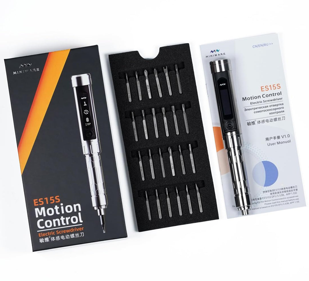 MINIWARE ES15S Elektrischer Schraubendreher Motion Control Ladewerkzeug 24 Bits OLED-Display Wiedera