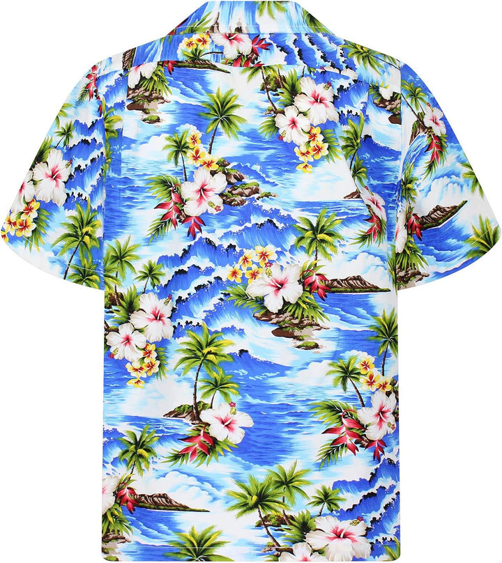 Pacific Legend Original Hawaiihemd, Kurzarm, Welle, Blau, 4XL