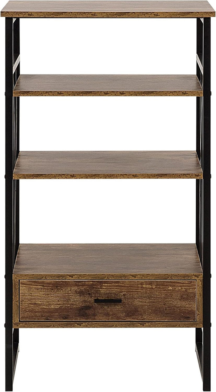 Beliani Regal braun Holzoptik 1 Schublade Faserplatte Keene