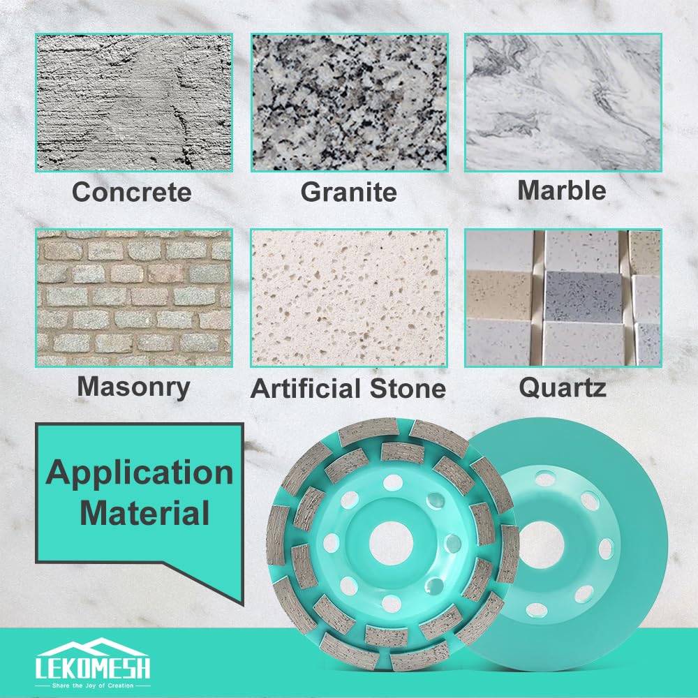Diamant Schleifscheibe 125mm - Doppelreihe Diamant Schleiftopf für Beton, Granit, Marmor, Mauerwerk,
