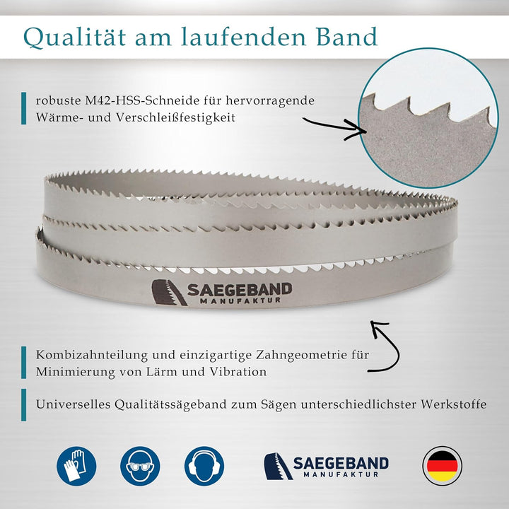 3 x M42 HSS Bimetall Sägeband 2140 x 20 x 0,9 mm mit 6/10 ZpZ, Bandsägeblatt 2140 x 20 x 0,9 mm 6/10