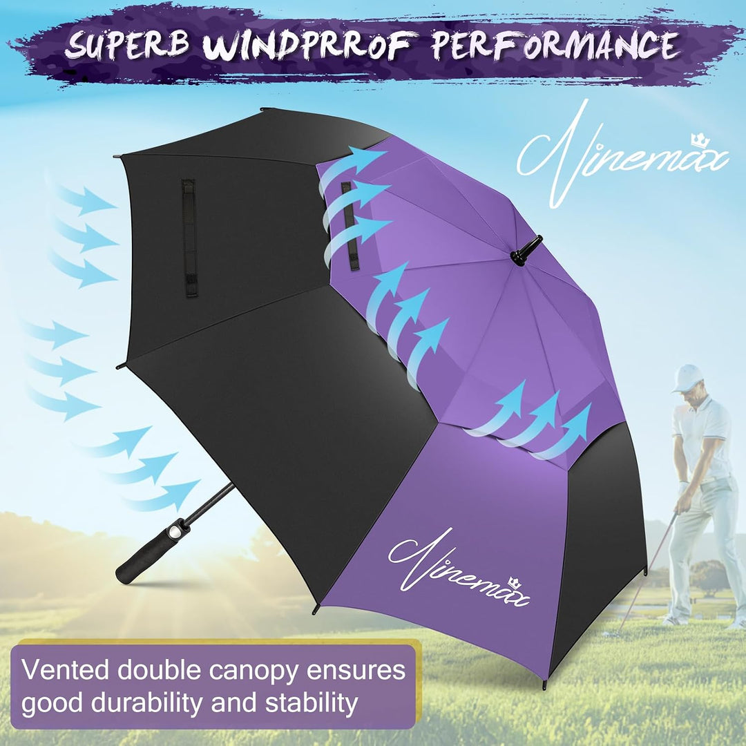 NINEMAX Golfschirm Gross 62/68 Inch Golf Regenschirm Sturmfest Automatik Öffnen Golf Regenschirm Dop