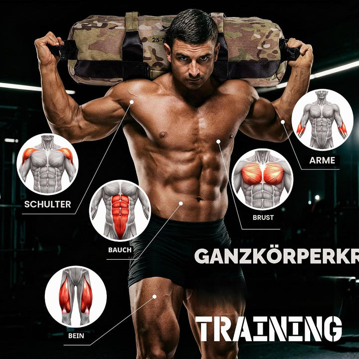 Yes4All Verstellbar Gewichtssack für Fitness mit 7 Griffe - Power bag ideal für Krafttraining, Ungef