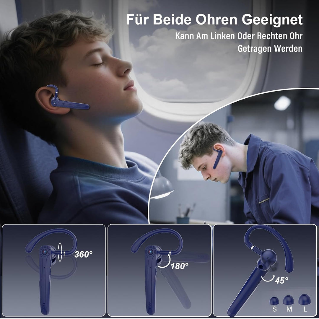 Bluetooth Headset V5.4 Wireless Freisprech Telefon mit CVC 8.0 und ENC Dual Mikrofon, Bluetooth Ohrh