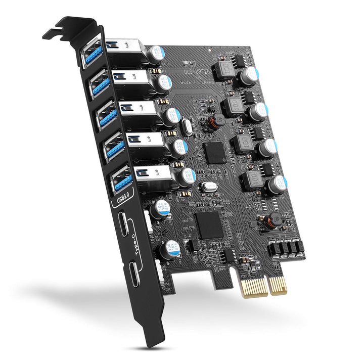 ULANSEN PCI-E-auf-7-Port-(Typ C (2), Typ A (5)) USB 3.0 HUB, Interne Erweiterungskarte, Contronller-