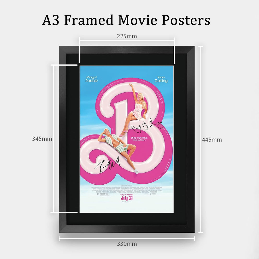 HWC Trading FR A3 The Barbie Movie Margot Robbie, Ryan Gosling Geschenke Geduckter Poster Signiertes