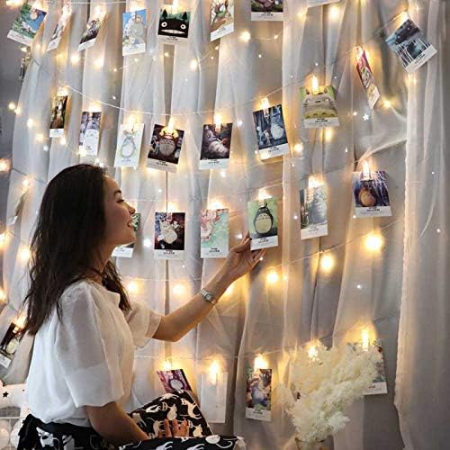 CozyHome Foto Lichterkette Fotoclips - 30 LED mit Klammern &amp; 5m Timer Batterie I Fotolichterketten F
