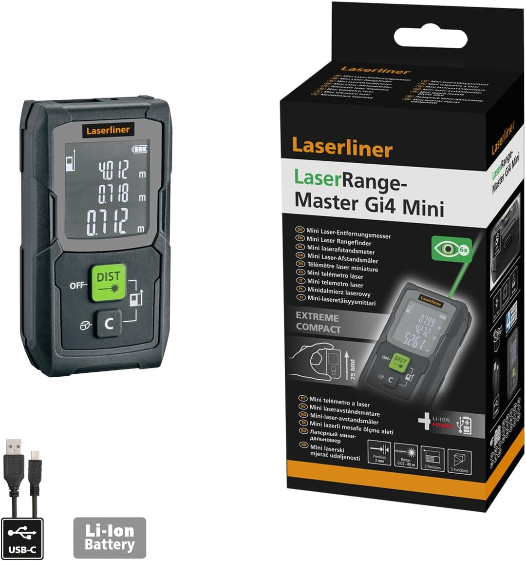 Laserliner Laser Entfernungsmesser Laser Range Master Gi4 Mini, Laser Range Master Gi4 Mini