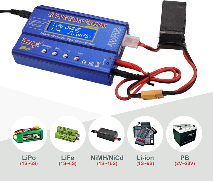 RUIZHI Lipo Ladegerät, 80W 6A Professional Balance High Power Ladegerät fü für LiPo/Li-Ion/Life (1-6