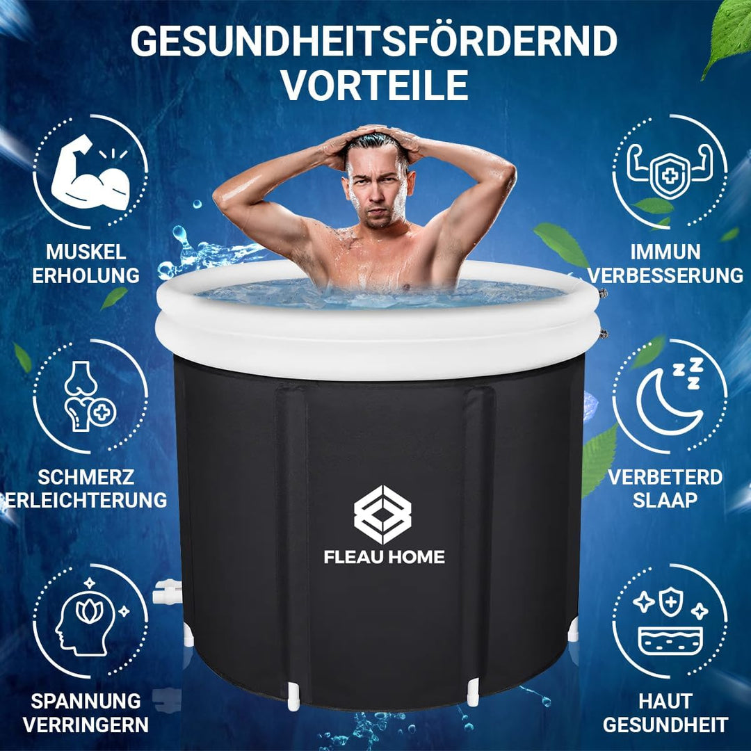 Fleau Home Eisbad XXL PRO - Sitzbad mit Deckel &amp; Pumpe - Einzigartiges Isoliermodell - Doppelsitzkis