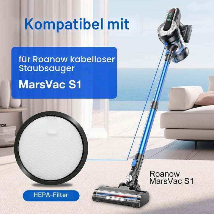Ersatz HEPA Filter Kompatibel mit Roanow MarsVac S1 Akku Staubsauger 8tlg.