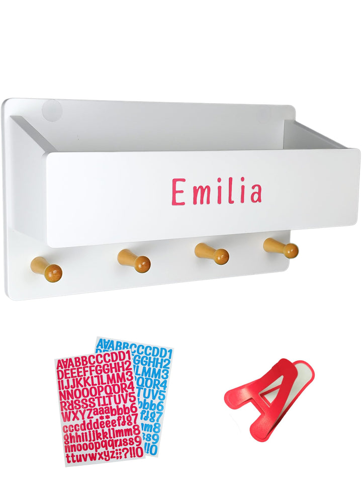 Smart Ideer - Kindergarderobe mit Ablage - Individuell mit selbstklebenden Buchstaben - Wandgarderob