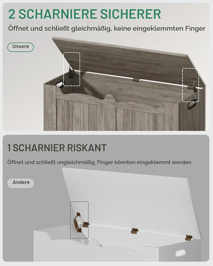 Hzuaneri Truhenbank mit Stauraum, Sitzbank mit Stauraum, Sitztruhe mit 2 Sicherheitsscharnieren, Auf