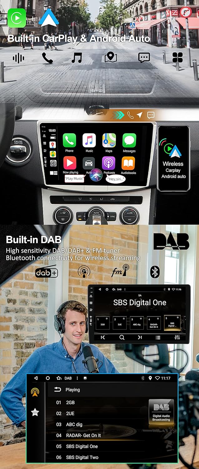 Autoradio - [Eingebaut DAB] -Android 15 für Passat B6 / B7 Magotan/CC (2010-2018) GPS Radio - CarPla