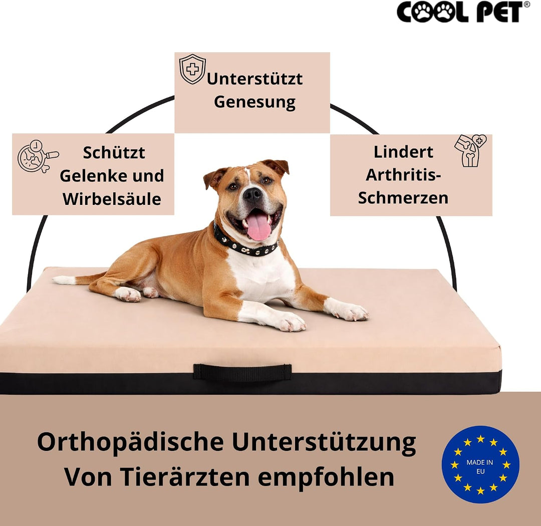 COOL PET Komplett anpassbare Premium-Orthopädische VISCO-Memory-Foam Hundematratze (Grösse, Farbe &amp;