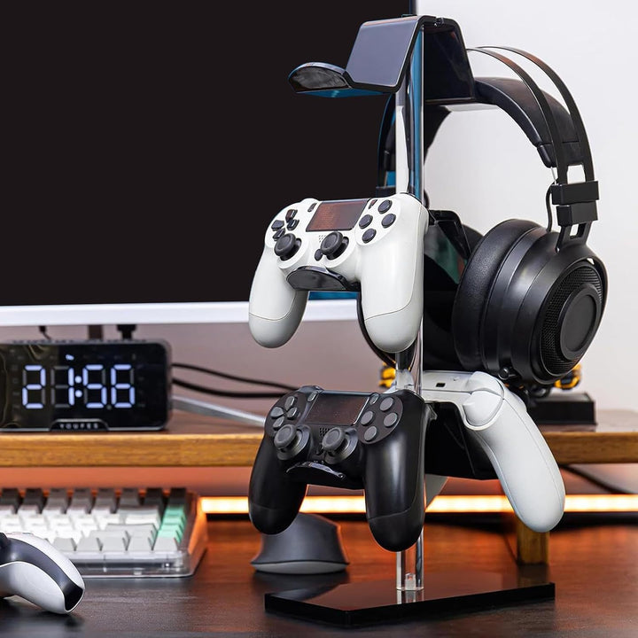 Generisch Acrylic Controller Holder, Game Controller Stand, Headphone Stand Organizer, 3-Tier Contro