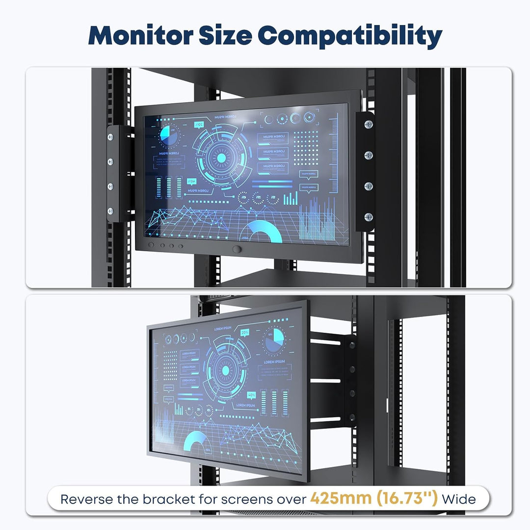 4HE Monitorhalterung für 19 Zoll Serverschrank, Schwarz