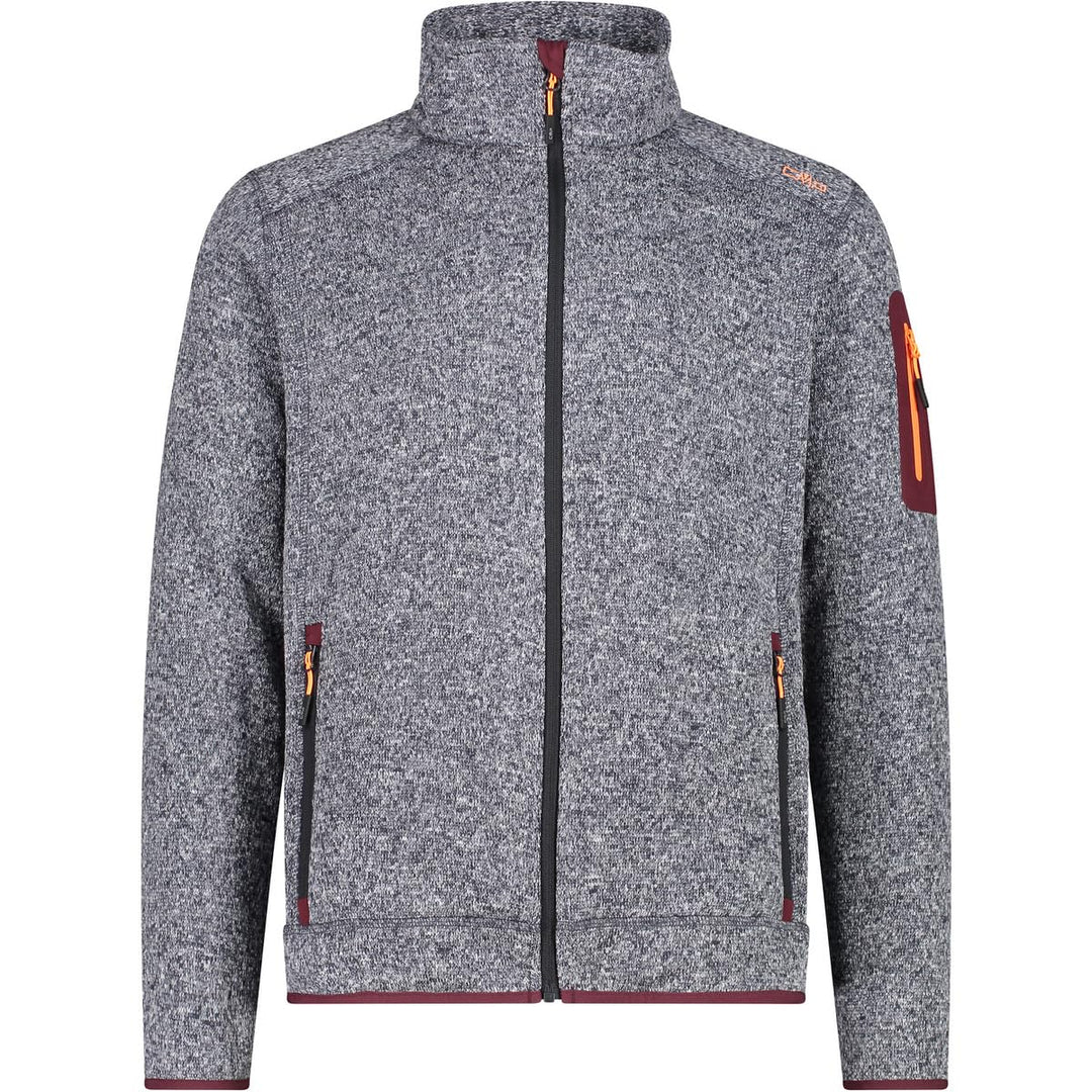 CMP Herren Knit tech mélange Fleece Jacket Fleecejacke 54 Anthrazit-burgund, 54 Anthrazit-burgund