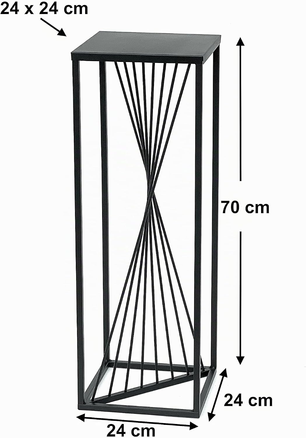 DanDiBo Blumenhocker Metall Schwarz Eckig 70-100 cm Blumenständer Beistelltisch Blumensäule Design M