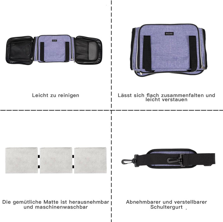 BAGLHER Tragetasche für Katzen, von Fluggesellschaften zugelassen, weiche Seite, Haustier-Reise, 5 S