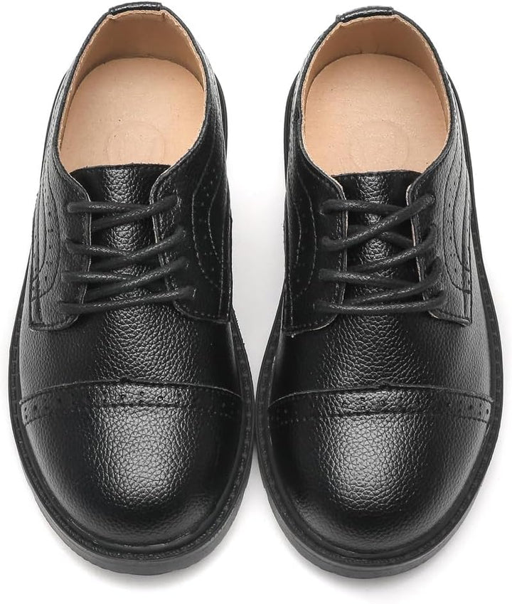 DADAWEN Jungen Anzugschuhe Schule Uniformschuhe Schnürhalbschuhe 27 EU Schwarz, 27 EU Schwarz