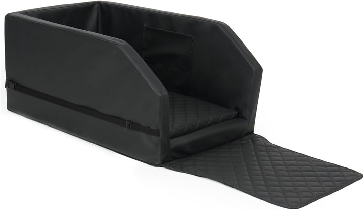 Autohundebett Hunde-Autositz Hundebett Rückbank Hundesitz Anschnallgurt 55x100 (Farbe: schwarz - wei