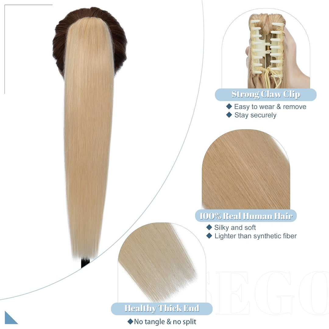 SEGO Ponytail Extension Echthaar Pferdeschwanz Zopf Clip in Haarteil Haarverlängerung 100% Remy Haar