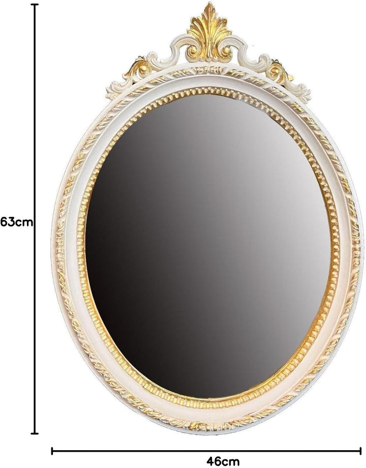Generisch Wandspiegel Weiss-Gold Barockspiegel Spiegel Oval Flurspiegel dekorative Spiegel mit Rahme