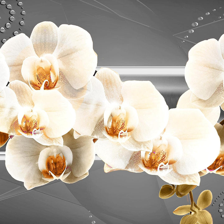 Runa Art Wandbilder Blumen Orchidee 5 Teilig Bild auf Vlies Leinwand Deko Wohnzimmer Abstrakt Grau B