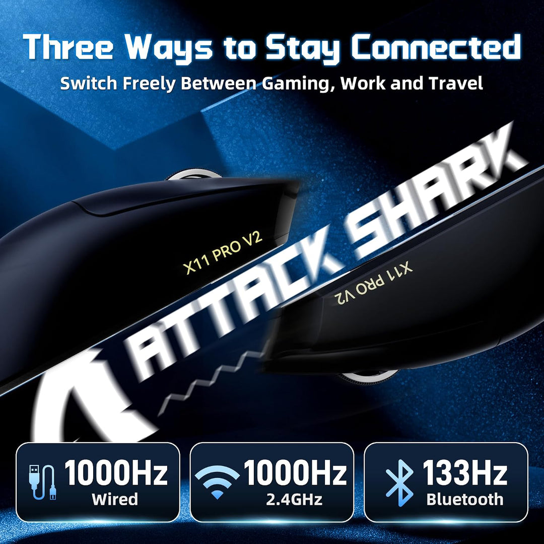 ATTACK SHARK X11 PRO V2 Kabellose Gaming Maus mit TFT Lade Dock, Schwarz A, Schwarz A