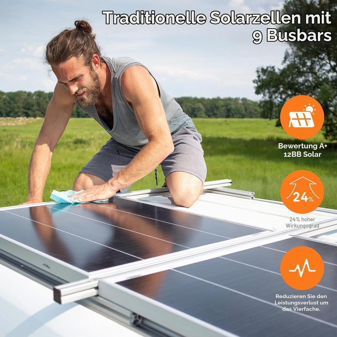 18BB 220Watt Solarpanel, N-Type 12 V 220W Solarmodul, Hocheffiziente Monokristalline PV-Module, IP68
