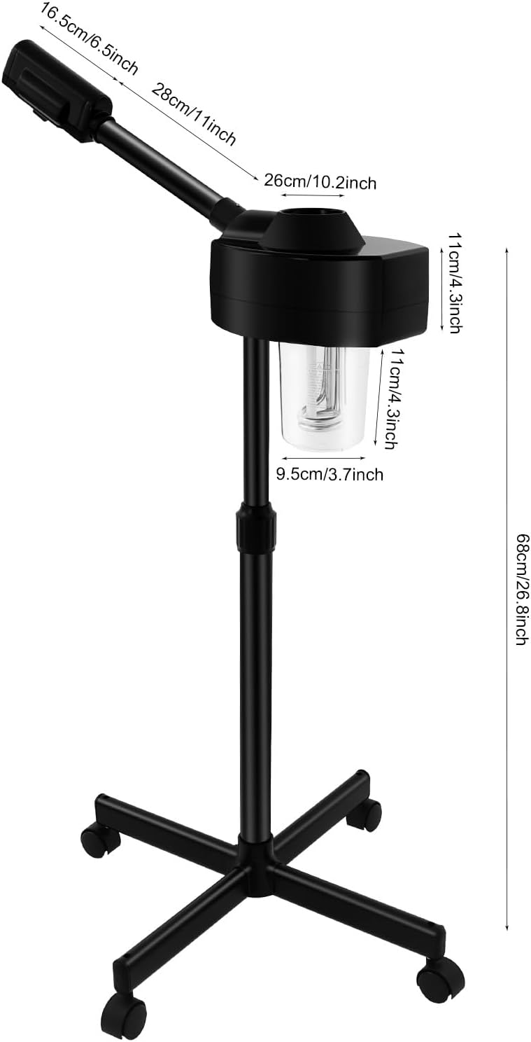 Einrohr-Kosmetikzerstäuber, 800 W 680 ml, Höhenverstellbar, Schwarz